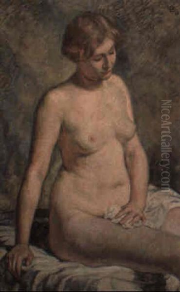 Femme Nue Assise Oil Painting by Theo van Rysselberghe