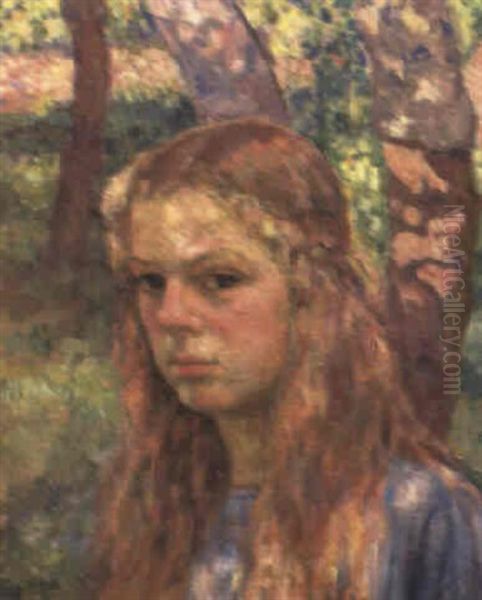 Jeune Fille Dans La Chenaie Oil Painting by Theo van Rysselberghe