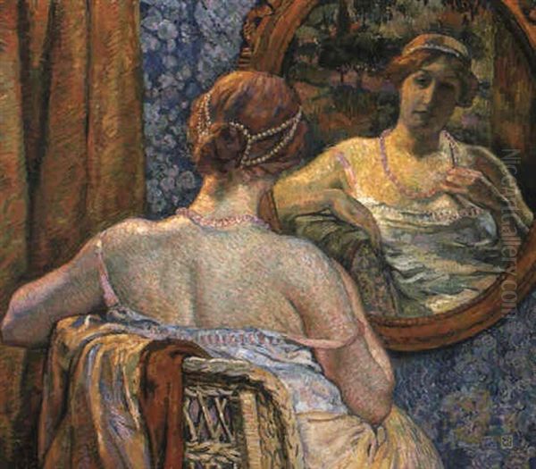 Femme Au Miroir Oil Painting by Theo van Rysselberghe