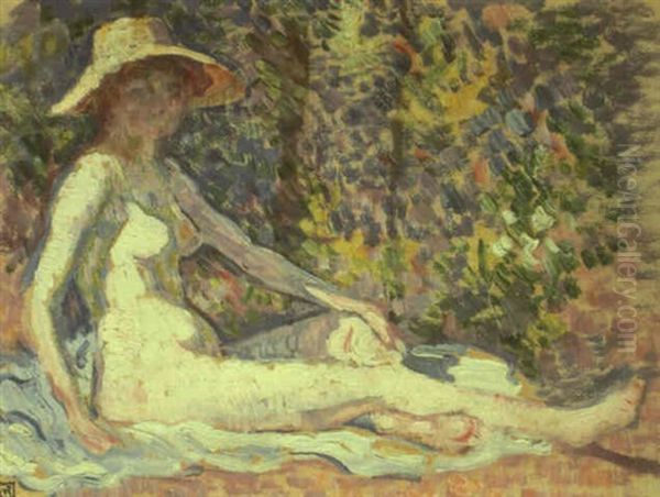 Femme Nue Assise Oil Painting by Theo van Rysselberghe