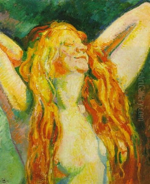 Femme Rousse Oil Painting by Theo van Rysselberghe