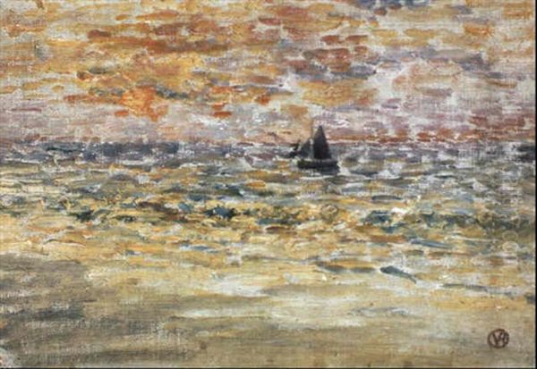 Zeegezicht Met Zonsondergang Oil Painting by Theo van Rysselberghe