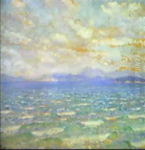 La Rade D'hyeres Vue De Cabasson Oil Painting by Theo van Rysselberghe