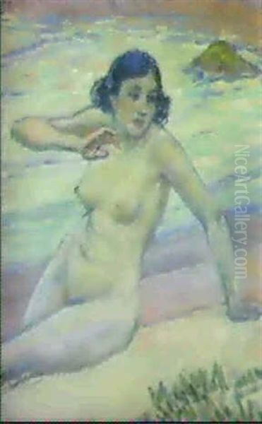 La Baigneuse De La Plage Sain Clair (circa 1910) Oil Painting by Theo van Rysselberghe