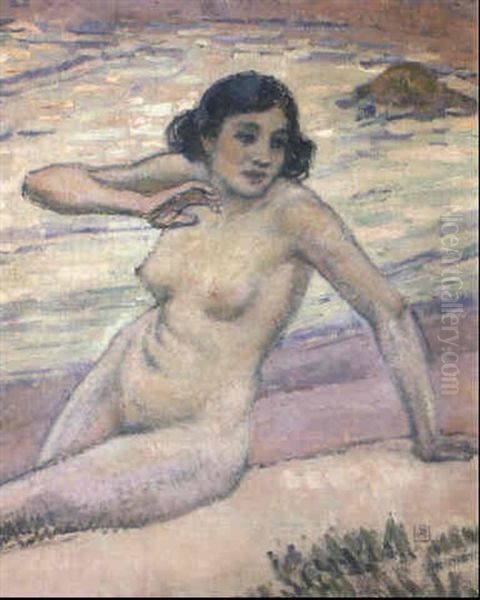 Baigneuse Au Bord De La Mer Oil Painting by Theo van Rysselberghe