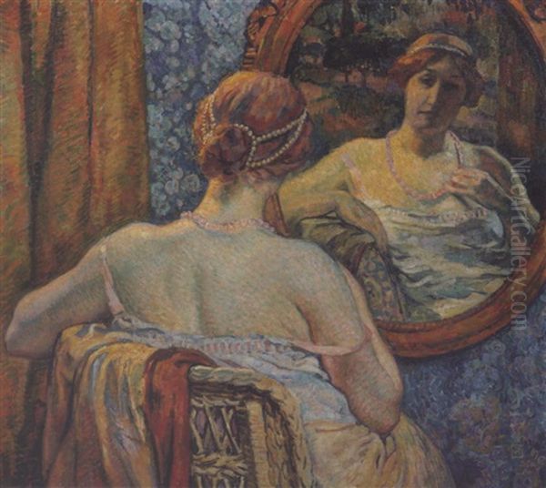 Femme Au Miroir Oil Painting by Theo van Rysselberghe