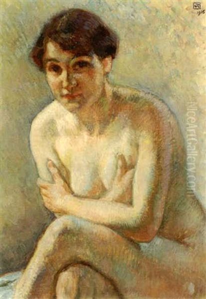 Femme Nue Oil Painting by Theo van Rysselberghe