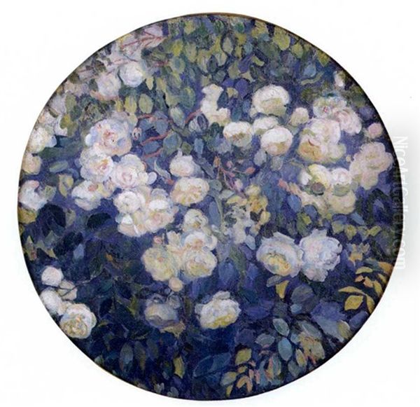 Roses Blanches Oil Painting by Theo van Rysselberghe