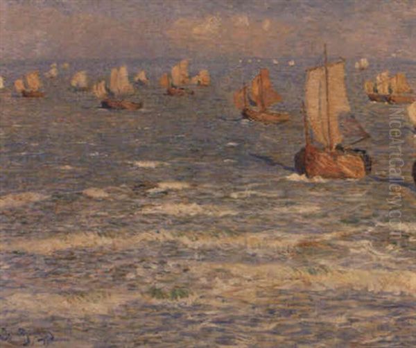 Chaloupes De Peche Prenant Le Large Oil Painting by Theo van Rysselberghe