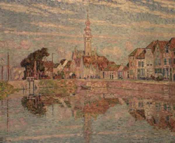 Ondergaande Zon Te Veere Oil Painting by Theo van Rysselberghe