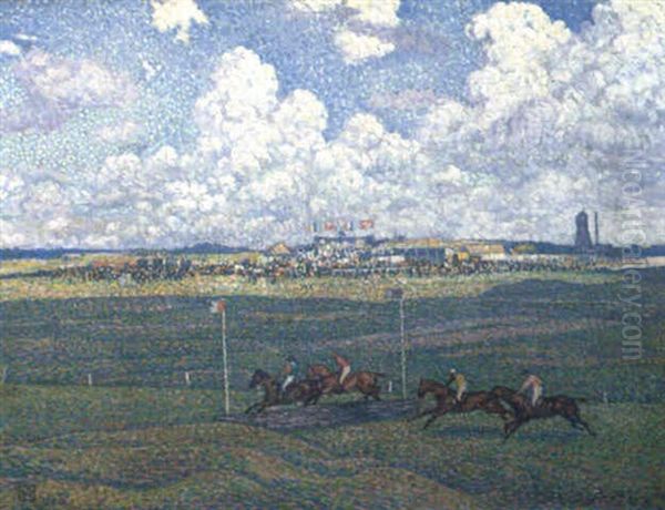 Le Champ De Courses A Boulogne-sur-mer Oil Painting by Theo van Rysselberghe