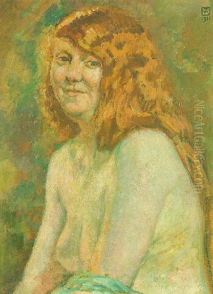 Femme Rousse Oil Painting by Theo van Rysselberghe