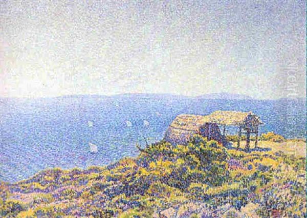 L'ile Du Levant, Vu Du Cap Benat Oil Painting by Theo van Rysselberghe