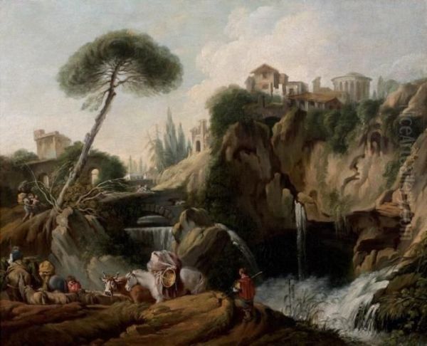 Vue Des Environs De Tivoli Et Du Temple De Vesta Oil Painting by Francois Boucher