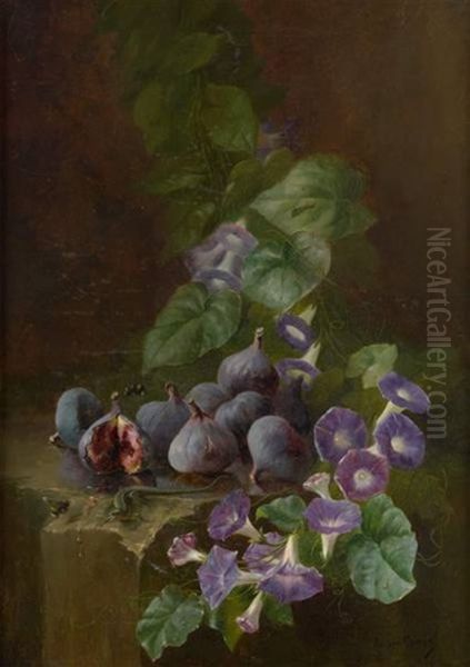 Composition Aux Figues Et Liserons Des Haies Oil Painting by Edward van Ryswyck