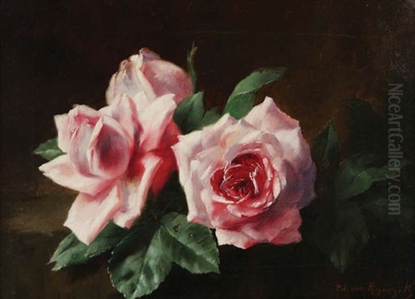 Les Deux Roses Oil Painting by Edward van Ryswyck