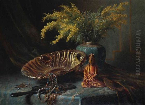 Mimosa Oil Painting by Edward van Ryswyck