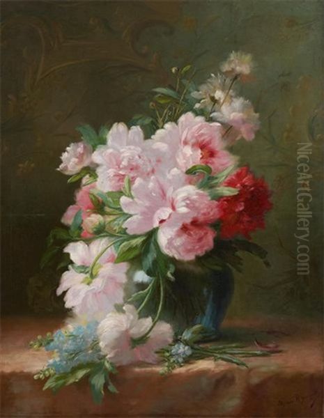 Vase Fleuri De Pivoines Oil Painting by Edward van Ryswyck