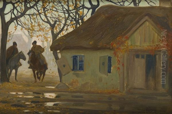 In Front Of A Hut by Jozef Ryszkiewicz