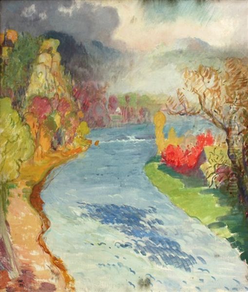 River Oil Painting by Vaclav Rytir