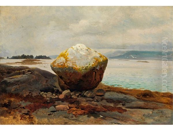 Kustenlandschaft Mit Grossen Felsbrocken Am Ufer Oil Painting by Georg Eduard Otto Saal