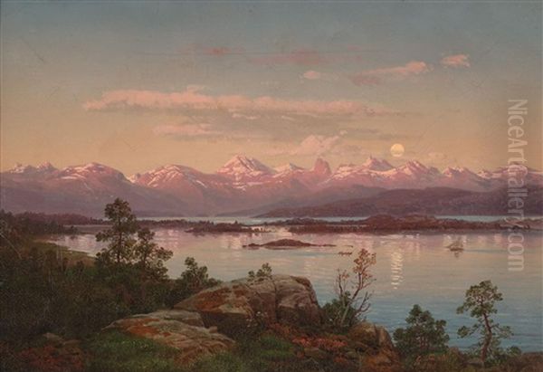 Sunnmorsalpene I Maneskinn Oil Painting by Georg Eduard Otto Saal