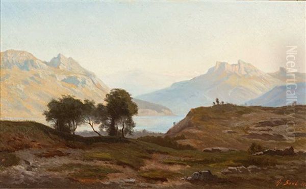 See-/gebirgslandschaft Im Sonnigen Licht by Georg Eduard Otto Saal