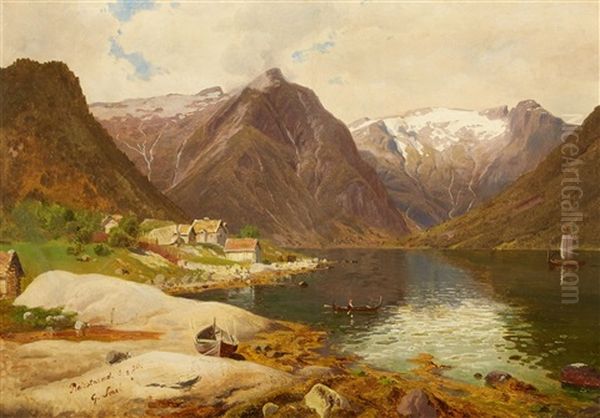 The Sognefjord In Norway Oil Painting by Georg Eduard Otto Saal