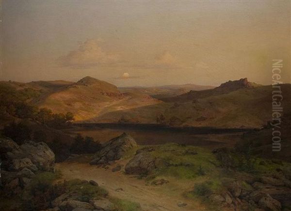 Abendsonne In Suditalien Oil Painting by Georg Eduard Otto Saal