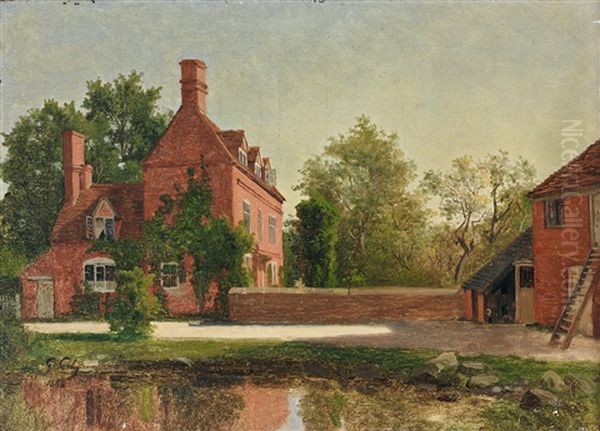 Blick Auf Malerisches Herrenhaus Im Sonnigen Licht Oil Painting by Georg Eduard Otto Saal