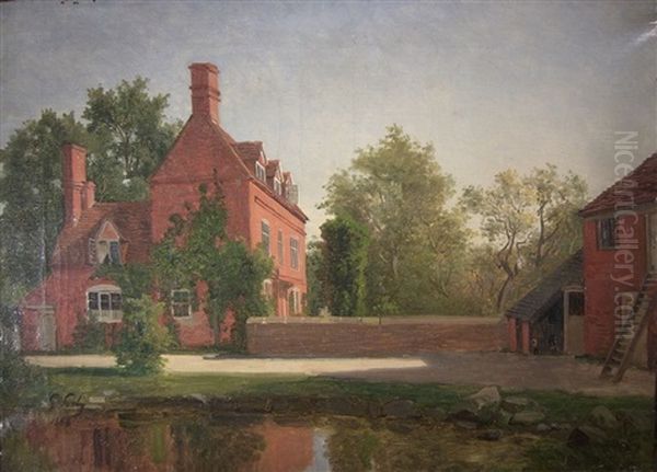 England. Blick Auf Ein Malerisches Herrenhaus Im Sonnigen Licht Oil Painting by Georg Eduard Otto Saal