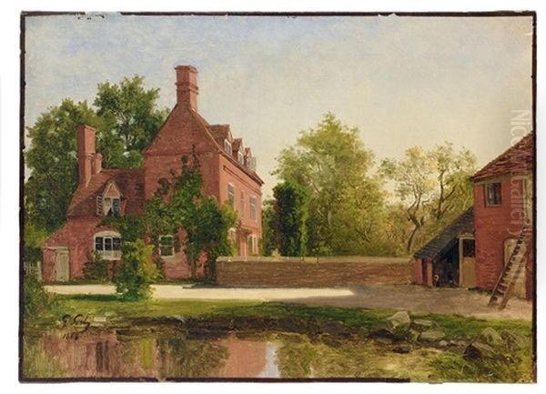 Blick Auf Malerisches Herrenhaus Im Sonnigen Licht Oil Painting by Georg Eduard Otto Saal