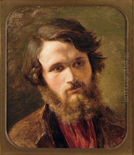 Selbstportrait Des Malers In Jungen Jahren Oil Painting by Georg Eduard Otto Saal