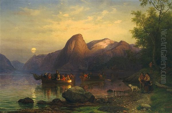 Das Begrabnis Des Fischers Oil Painting by Georg Eduard Otto Saal