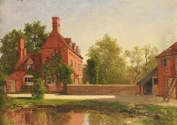 Blick Auf Malerisches Herrenhaus Im Sonnigen Licht Oil Painting by Georg Eduard Otto Saal