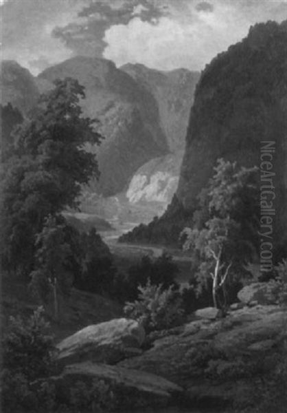 Gebirgslandschaft Oil Painting by Georg Eduard Otto Saal