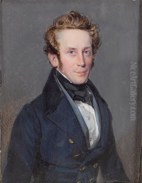 Portrait Of A Gentleman With Blond Hair In A Dark Jacket Against Neutral Background Oil Painting by Karl Von Saar