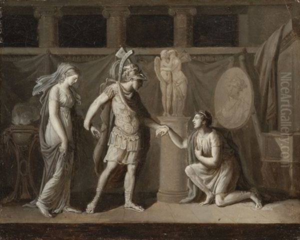 Alexander And Campaspe With Apelles, En Grisaille Oil Painting by Luigi Sabatelli the Elder