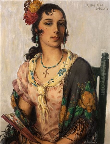 La Novia De Joselito -1950 Oil Painting by Daniel Sabater Y Salabert