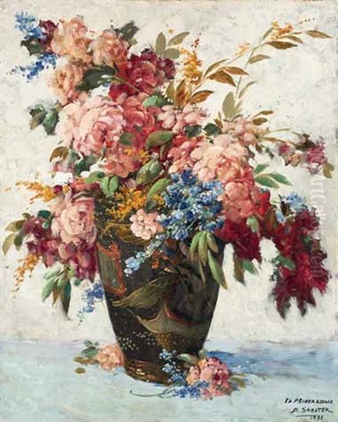 Sommerblumenstraus In Der Vase Oil Painting by Daniel Sabater Y Salabert