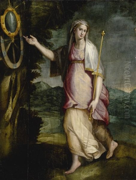 Allegorical Figure, Probably Prudence Oil Painting by Lorenzo Sabatini