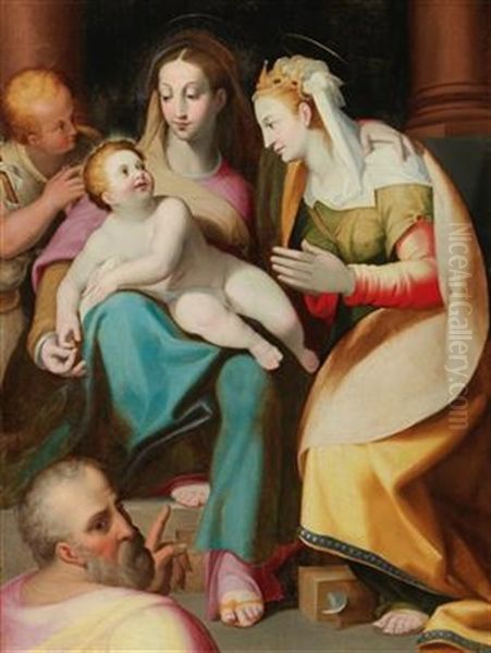 The Mystical Marriage Of Saint Catherine Oil Painting by Lorenzo Sabatini