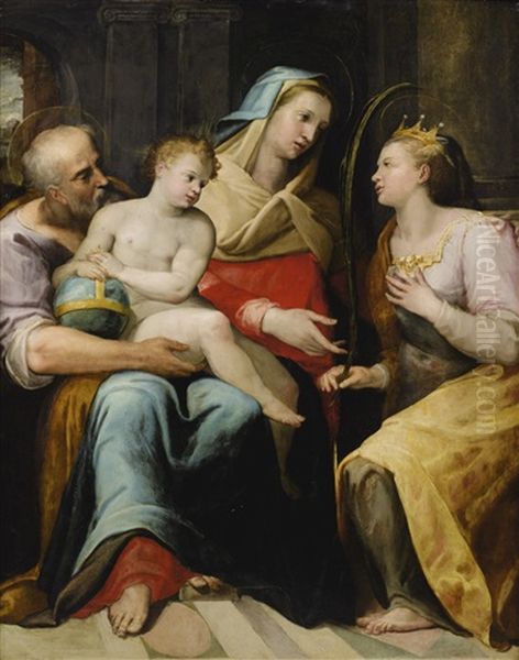 The Holly Family With Saint Catherine Of Alexandria Oil Painting by Lorenzo Sabatini