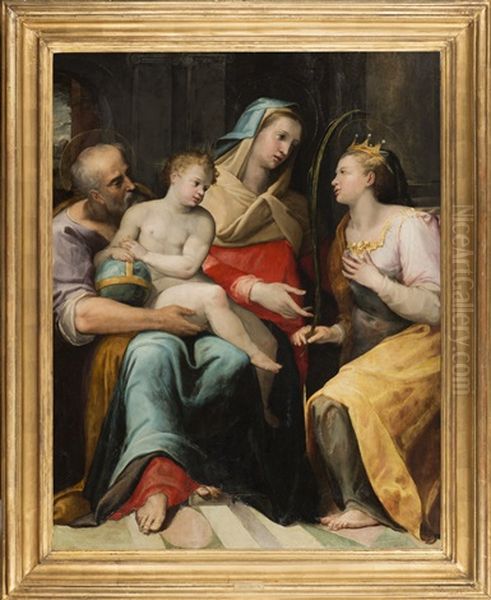 La Sainte Famille Avec Sainte Catherine D'alexandrie Oil Painting by Lorenzo Sabatini