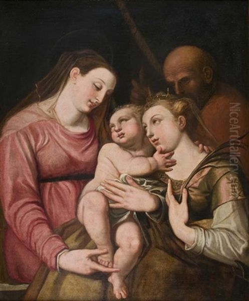 Matrimonio Mistico Di Santa Caterina Oil Painting by Lorenzo Sabatini