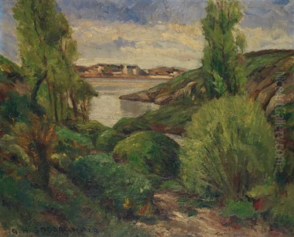 Paysage Au Bord Du Lac by Georges Hanna Sabbagh