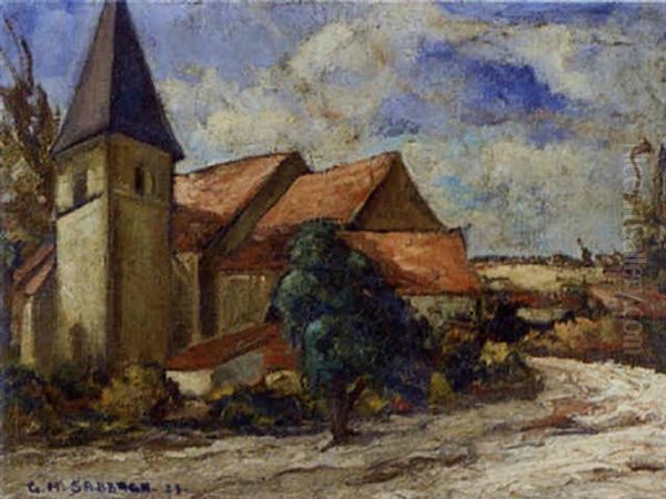 L'eglise De Crozant (creuse) Oil Painting by Georges Hanna Sabbagh