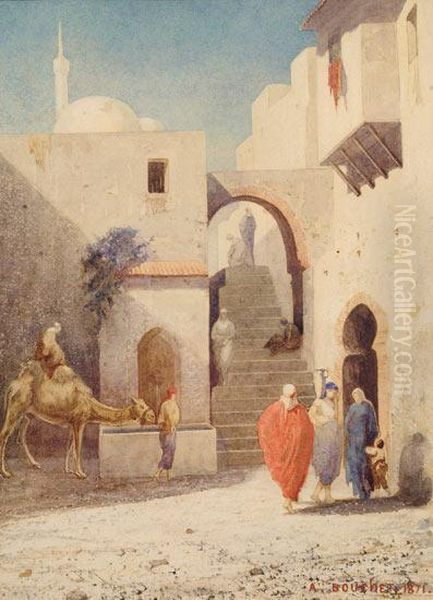 (scene De Rue En Egypte) Oil Painting by Auguste Bouchet