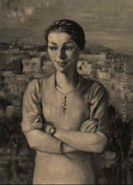 Portrait De Femme Oil Painting by Georges Hanna Sabbagh