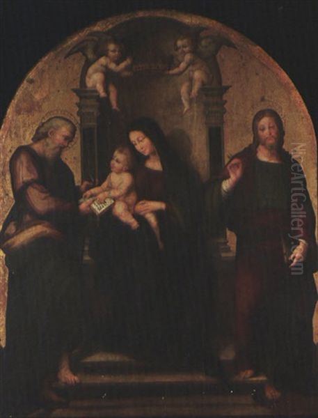 Madonna Con Il Bambino Fra San Matteo E San Giovanni Evangelista Oil Painting by Andrea Sabbatini